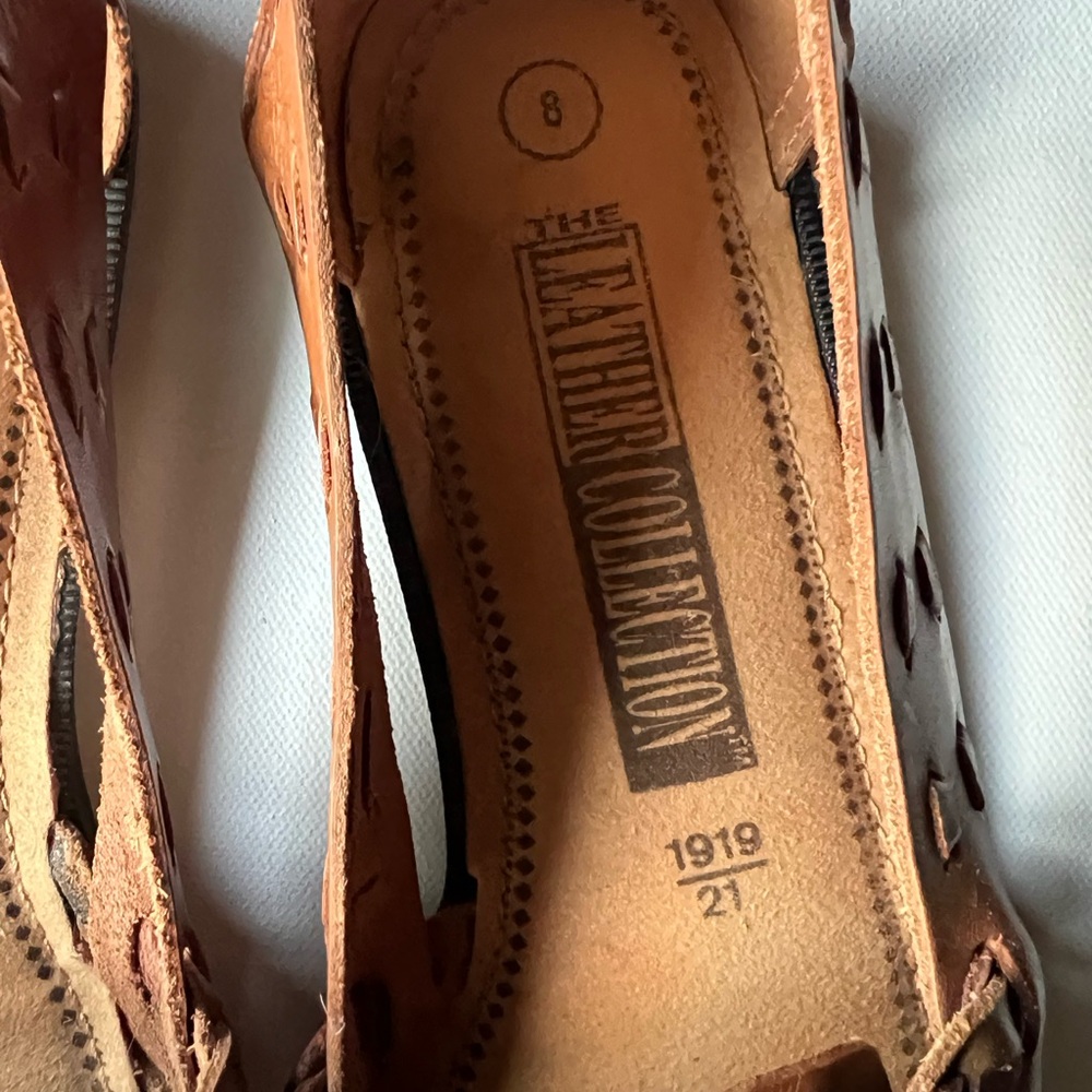 VINTAGE Brazil Made Leather Collection Huaraches Slip Ons Womens 8 - Picture 6 of 8